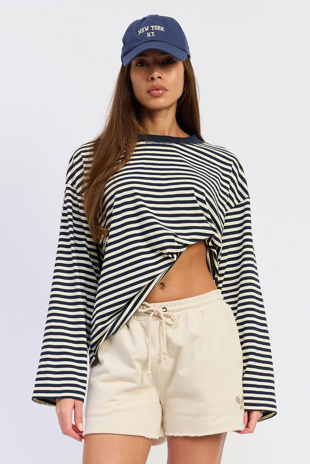 Oversized Striped Basic Top