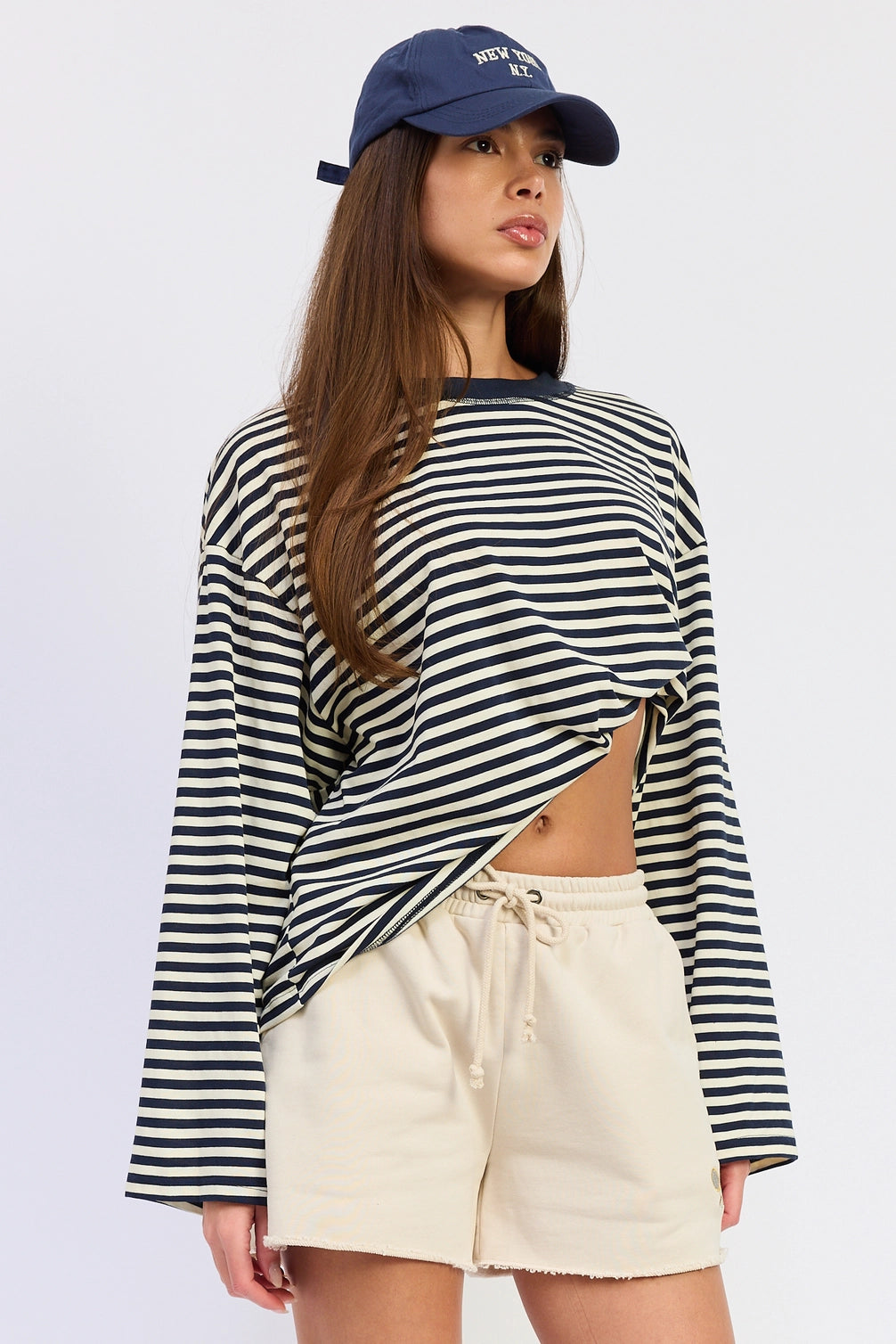 Oversized Striped Basic Top